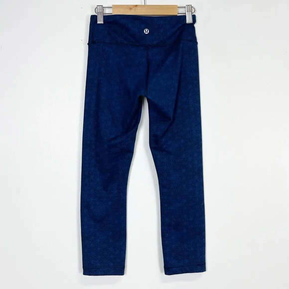 Lululemon Leggings Womens Size 2 Blue Patterned Wonder Under - Picture 2 of 9